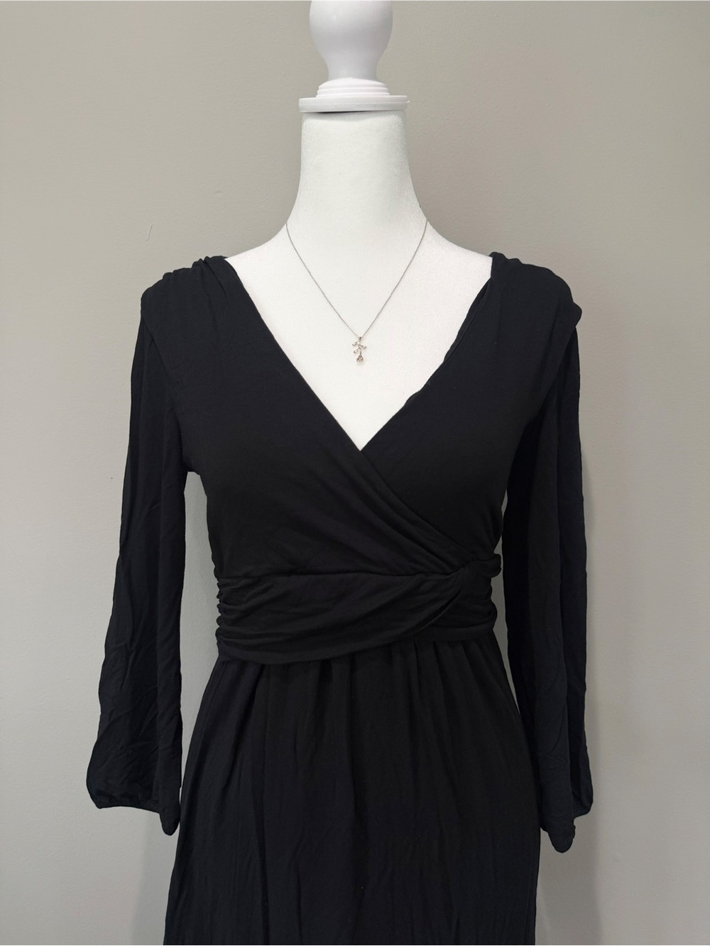Boden Layla Jersey Black Long Sleeve Mock Wrap Dress - Picture 4 of 5